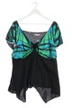 FASHION FAMILY V-Ausschnitt-Shirt Damen Shirt Gr. DE 50 schwarz-grün-blau