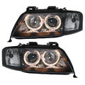 Scheinwerfer Klarglas Angel Eyes für Audi A6 4B C5 Bj. 1997-2001 Schwarz
