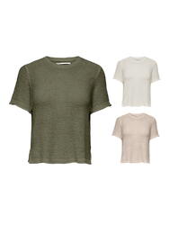 Only Damen Basic Strick-Pullover Crop-Top - OnlSunny Rundhals kurz-arm