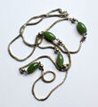 Massive Kette Silber 835 Kette mit ovalen Jade Kugeln Vintage alt CMS Punze