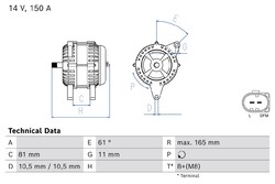 BOSCH Lichtmaschine Generator für Iveco Daily V Kasten/Kombi Fiat Ducato