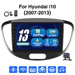 9" Android 13 64G Autoradio Carplay GPS BT DAB+ Kamera Für Hyundai i10 2007-2012