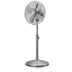 Brandson Design Standventilator 30cm Ø Chrom Design höhenverstellbarer Standfuß1x Drehschalter mit 4 x Positionsstufen / Hingucker /