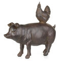 Moritz-Design Deko-Figur Huhn sitzt auf Schweinerücken modern Tiere garten