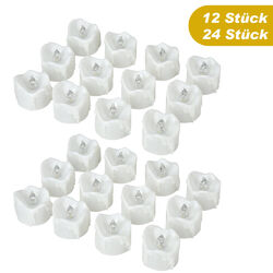 12/24x LED Teelichter mit Timer 6 Stunden flackernd Kerzen Teelicht mit Batterie