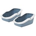 2er Sparpack Katzentoilette Katzenklo mit Rand ASEO blau-weiss 