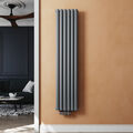 Design Heizkörper Flachheizkörper Röhren mit Anthrazit Ventil 1600x357mm ELEGANT