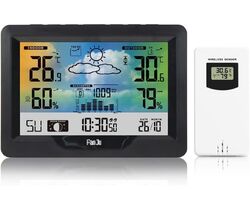 Wetterstation Funk mit Außensensor, Funkwetterstation mit Wettervorhersage, Digi