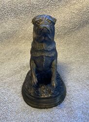 BRONZE MOPS SIGNIERT ""MERE"" Haustier Hund Statue Figur Tierskulptur