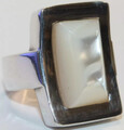 A0913 - Großer massiver 925er Silber Ring mit Perlmutt - Schmuck - 28,85 g