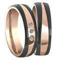 Ring Eheringe Partnerringe Verlobungsringe Edelstahl rose schwarz + Gravur