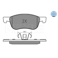 1x ORIGINAL® Meyle 025 227 4816 Bremsbelagsatz, Scheibenbremse Vorne, exkl.