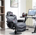 Massagesessel mit Fernbedienung, PU Leder Relaxsessel Grau PC Schreibtisch