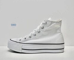 Converse Chuck Taylor All Star Knöchel Canvas Plattform weiß Hi Tops UK Größe 8