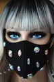 Stoffmaske Mund Nasen Schutz Maske Behelfsmaske Stoff Glitzer Strass schwarz 