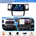 6+128GB Autoradio Android 14 Carplay DAB+ WIFI GPS BT Für TOYOTA HILUX 2005-2014