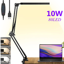 Dimmbar Schreibtischlampe LED Doppelkopf Tischlampe Leselampe Büroleuchte 24W 