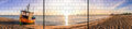 Bedruckte Zaunstreifen Panorama Zaunposter Boot am Strand 180cm Höhe Sichtschutz