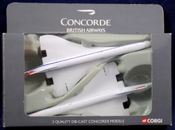 2 x Corgi CONCORDE Super Sonic Flugzeug in BRITISH AIRWAYS diverses Logo NEUWERTIG im BOX