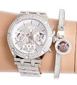 Guess  Uhr Damenuhr GW0440L1 Heiress Chronograph Swarovski Cristals IP Silber