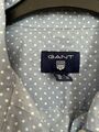 Gant Damen klassische Bluse Gr. 34 hellblau mit weißen Punkten 