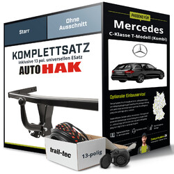 Für MERCEDES C T-Modell Typ S205 Anhängerkupplung starr +eSatz 13pol uni 18- AHKTIPP - Die Montage ab 449,- Euro gleich mitbestellen!
