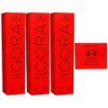 Schwarzkopf Igora Royal 3 x 60 ml 8-0 hellblond Haarfarbe Cremefarbe Set