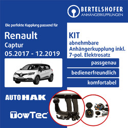 Für RENAULT Captur I Typ J5/ H5 05.2017-12.2019 AHK abn +7pol spez. E-Satz TOPJetzt 50€* sparen mit Code: PKW25