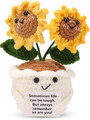Positive Sonnenblume Gehäkelt, Süße Emotionale Sonnenblume mit Ermutigender Kart