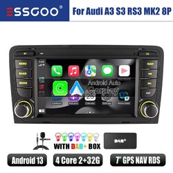 Für Audi A3 8P 2003-2013 S3 Carplay DAB+ Autoradio 2+32G Android 13 GPS RDS WIFI