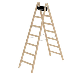 Günzburger Holz-Stehleiter klappbar 2x7 Sprossen beidseitig begehbar AH 3,30 m