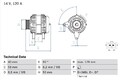 Lichtmaschine Generator für Ford Galaxy I VW Vento 1997 - 2001 Bosch 0986041300