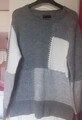 DECKENSTICH PULLOVER PATCHWORK STYLE GRAU WEISS PULLI ANNA ROSE LARGE
