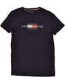Tommy Hilfiger grafisches Herren-T-Shirt Top klein marineblau Baumwolle PL17