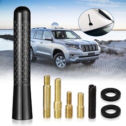 Auto Dach Kurz Stab Antenne 8cm Carbon Design Radio Adapter Fuß DAB Universal