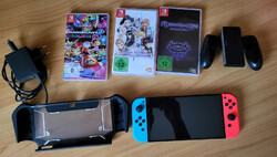 Nintendo Switch OLED  Schwarz 64GB mit Case  WIE NEU + 3 Spiele 