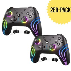 2x Wireless RGB Gaming Pro Controller für Nintendo Switch | Dual-Shock 6-Axis