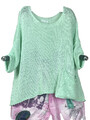 LaBass Oversized Kurz Strickpulli Doppelt Tasche MINT  -  46 48 50 52 54 56