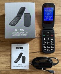ROXX MP 400 MOBILTELEFON MIT GROSSEN TASTEN, Klapphandy, Schwarz für Senioren