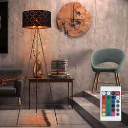 RGB LED Decken Fluter Steh Lampe DIMMBAR Stativ Textil Leuchte FERNBEDIENUNG
