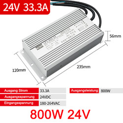 DC 12V-48V LED Trafo Transformator Netzteil Wasserdicht IP67 LED Strip 25W-1500W