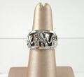 Designer .925 Sterlingsilber Elefant Fetisch Band Ring Marcasit offene Arbeit 5,75