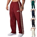 Baggy Herren Jugend Gerades Bein Langhosen Striped Gym Activewear Pants Freizeit