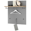 Garderobenpaneel - grau - Artisan Eiche - 3 Haken