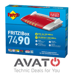 AVM FRITZBox 7490 VDSL ADSL Modem Gigabit WLAN MESH MODEM DEUTSCHE VERSIONOHNE BRANDING / MESH WLAN ROUTER / Neueste Firmware 