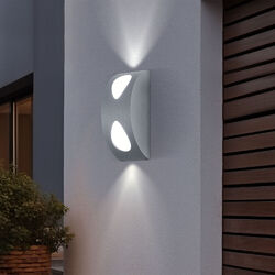 Außenwandleuchte Haustürleuchte Fassadenlampe LED Up Down Strahler Alu silber