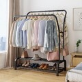 Schwerlast Kleiderständer Garderobe mit 2 Kleiderstangen Schuhregal 4 Haken DHL
