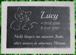 Gedenktafel Tier Grabstein Gedenkplatte Gedenkstein Katze Schiefer Stein Gravur