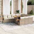 Gartenmöbel Sofa Garnitur Lounge Sitzgruppe Poly Rattan Akazie 10-tlg. vidaXL