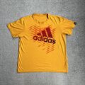 ADIDAS Herren Retro T-Shirt Kurzarm Large 90er Rundhals Logo 22206 Gelb